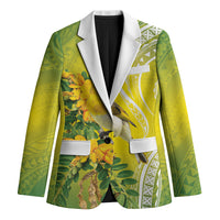 Hawaii Palila Mamane Blazer Hawaiian Honeycreeper With Native Flower LT14 Unisex Green - Polynesian Pride