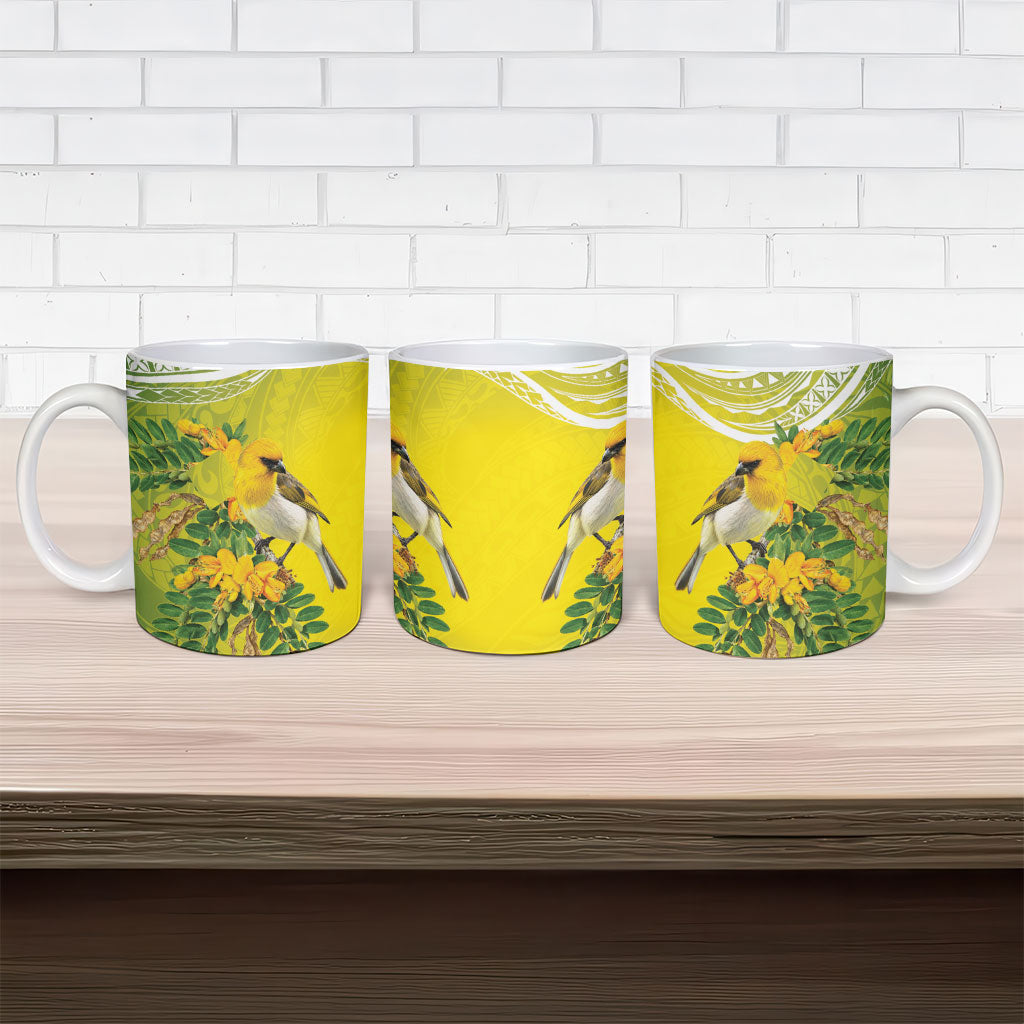 Hawaii Palila Mamane Ceramic Mug Hawaiian Honeycreeper With Native Flower LT14 - Polynesian Pride