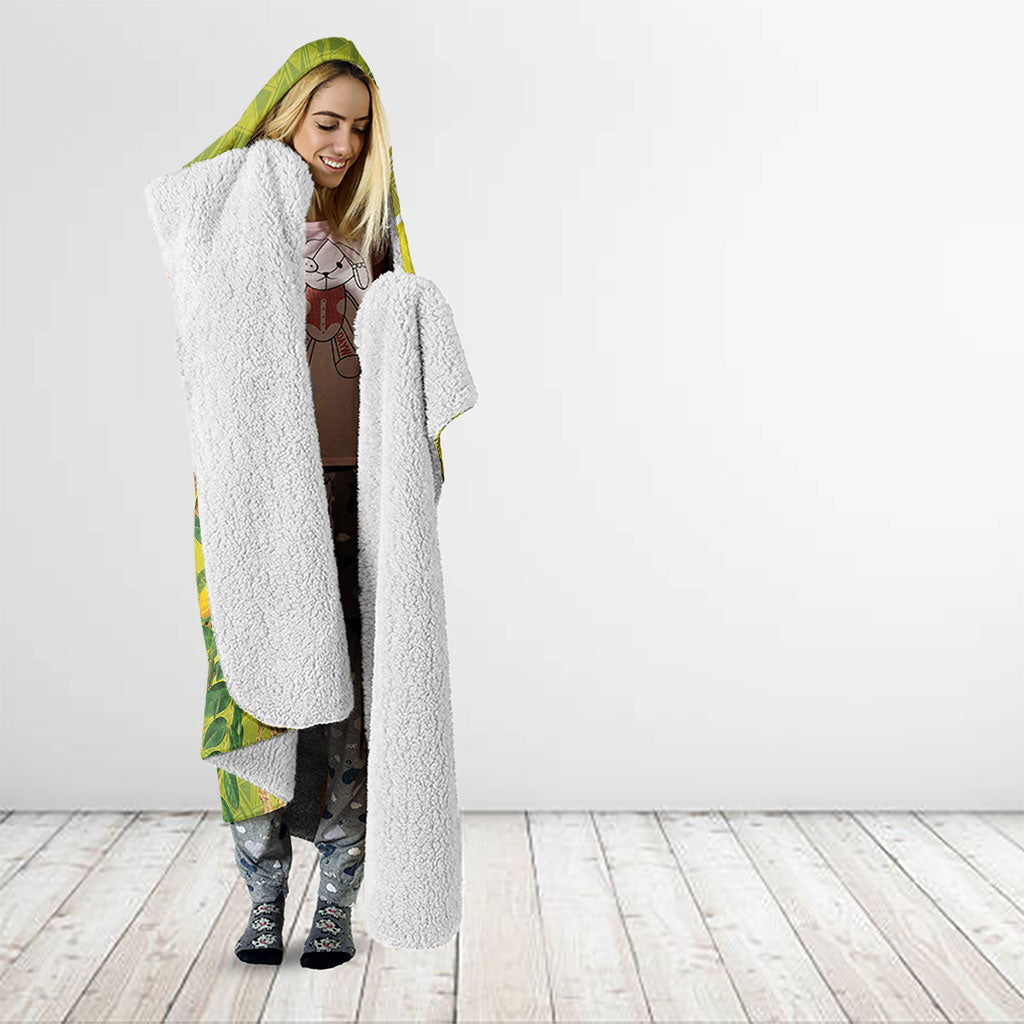 Hawaii Palila Mamane Hooded Blanket Hawaiian Honeycreeper With Native Flower LT14 - Polynesian Pride