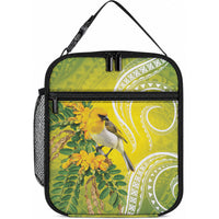 Hawaii Palila Mamane Lunch Bag Hawaiian Honeycreeper With Native Flower LT14 10.2 × 8.3 × 4.3 inch Green - Polynesian Pride