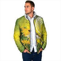 Hawaii Palila Mamane Padded Jacket Hawaiian Honeycreeper With Native Flower LT14 - Polynesian Pride