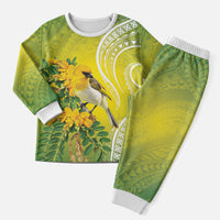 Hawaii Palila Mamane Christmas Pajama Set Hawaiian Honeycreeper With Native Flower LT14 Men Green - Polynesian Pride