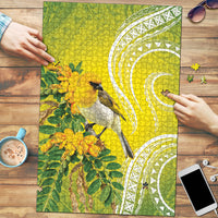 Hawaii Palila Mamane Puzzle Hawaiian Honeycreeper With Native Flower LT14 Green - Polynesian Pride