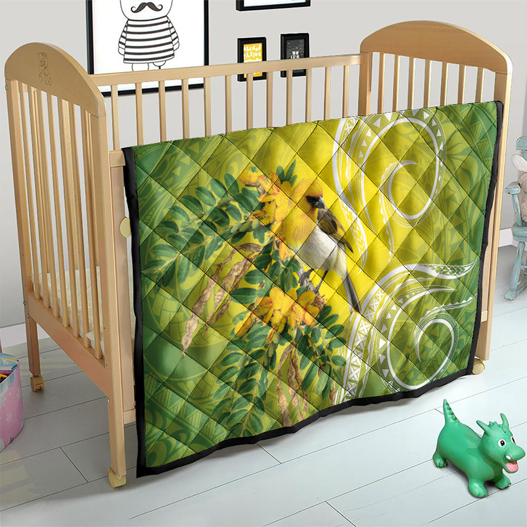 Hawaii Palila Mamane Quilt Hawaiian Honeycreeper With Native Flower LT14 - Polynesian Pride