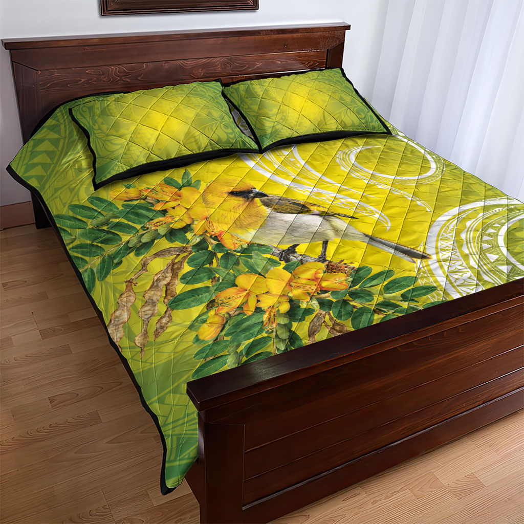 Hawaii Palila Mamane Quilt Bed Set Hawaiian Honeycreeper With Native Flower LT14 - Polynesian Pride