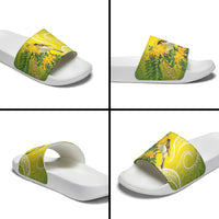 Hawaii Palila Mamane Slide Sandals Hawaiian Honeycreeper With Native Flower LT14 - Polynesian Pride