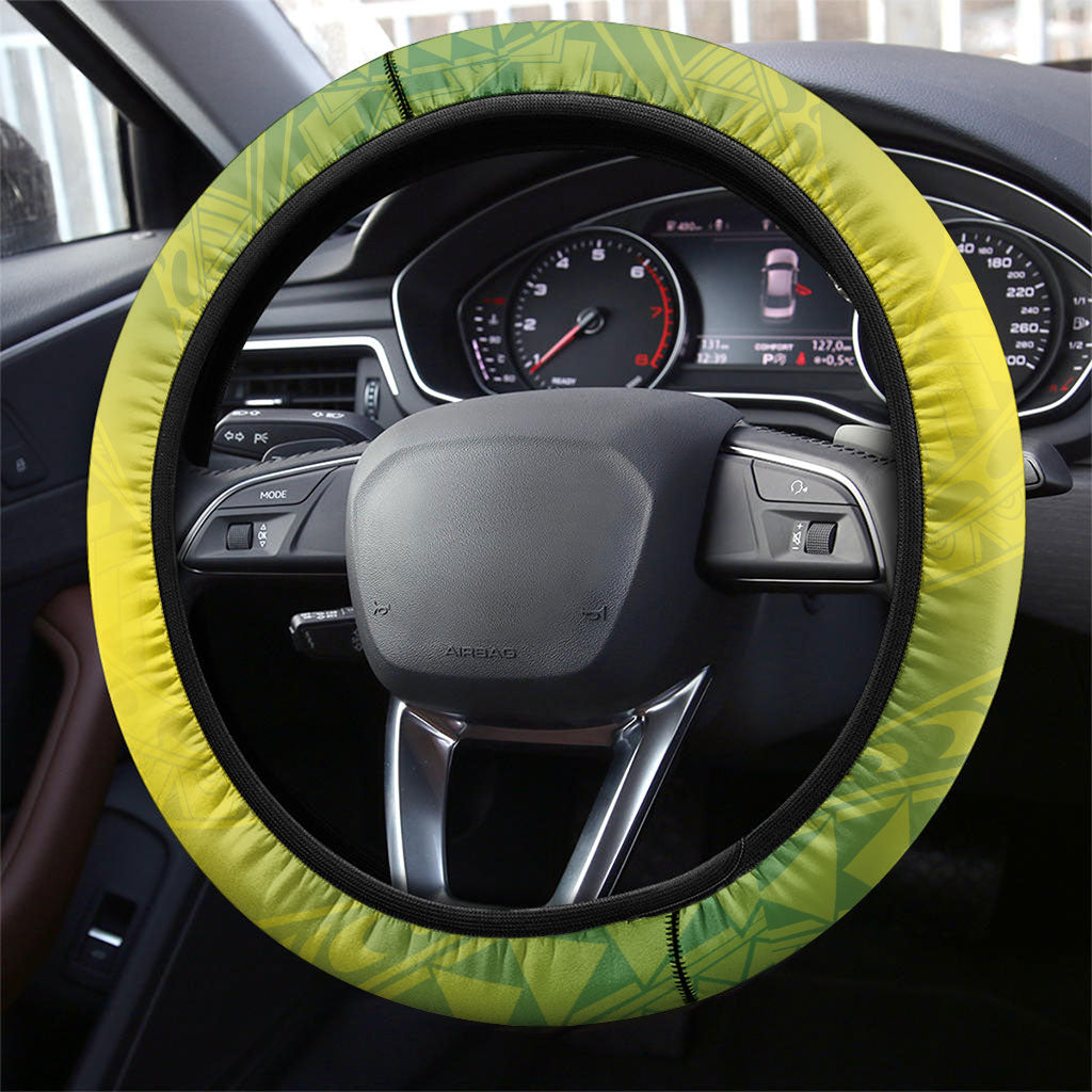 Hawaii Palila Mamane Steering Wheel Cover Hawaiian Honeycreeper With Native Flower LT14 - Polynesian Pride