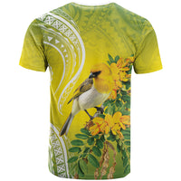 Hawaii Palila Mamane T Shirt Hawaiian Honeycreeper With Native Flower LT14 - Polynesian Pride