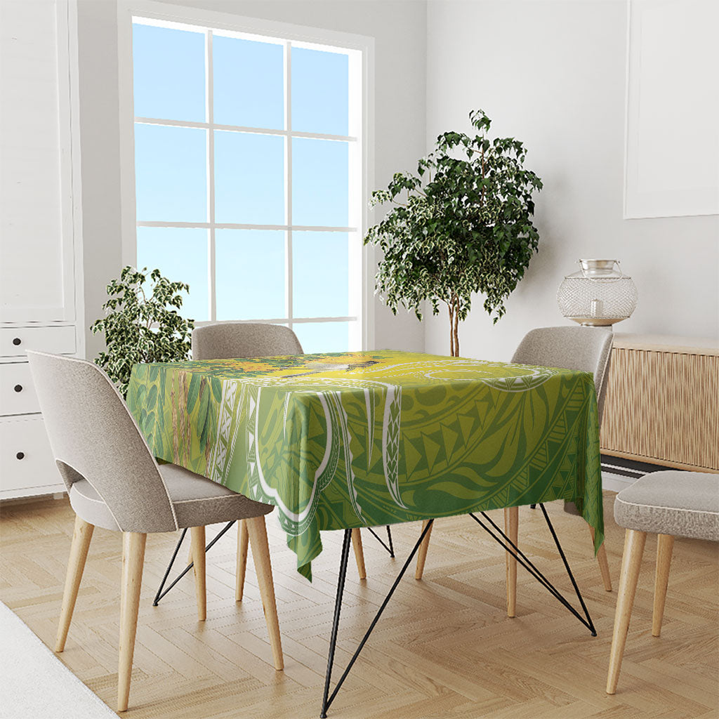 Hawaii Palila Mamane Tablecloth Hawaiian Honeycreeper With Native Flower LT14 - Polynesian Pride