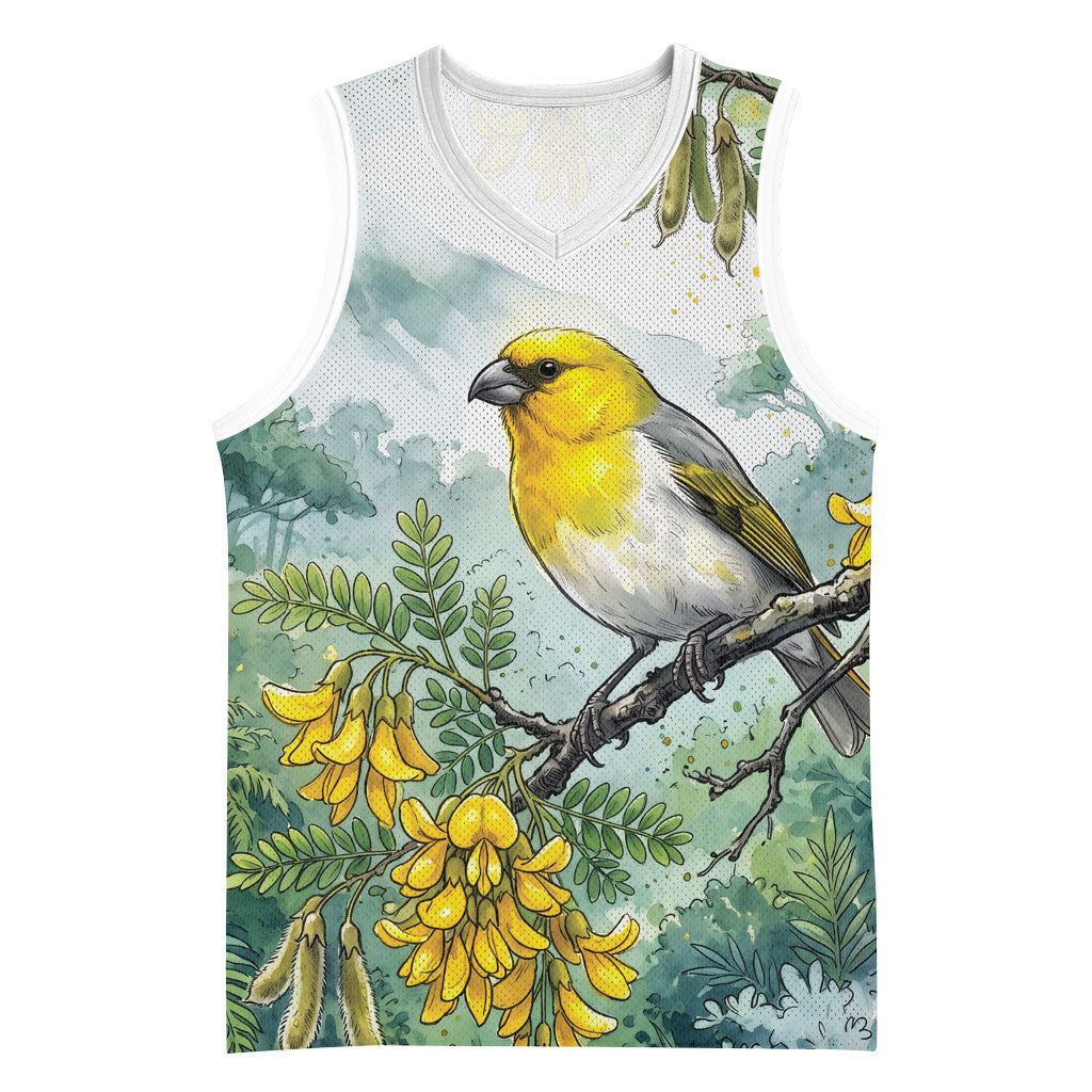 Aloha Hawaii Palila Mamane Watercolor Basketball Jersey LT14 Unisex Watercolor - Polynesian Pride
