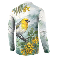 Aloha Hawaii Palila Mamane Watercolor Button Sweatshirt LT14 - Polynesian Pride