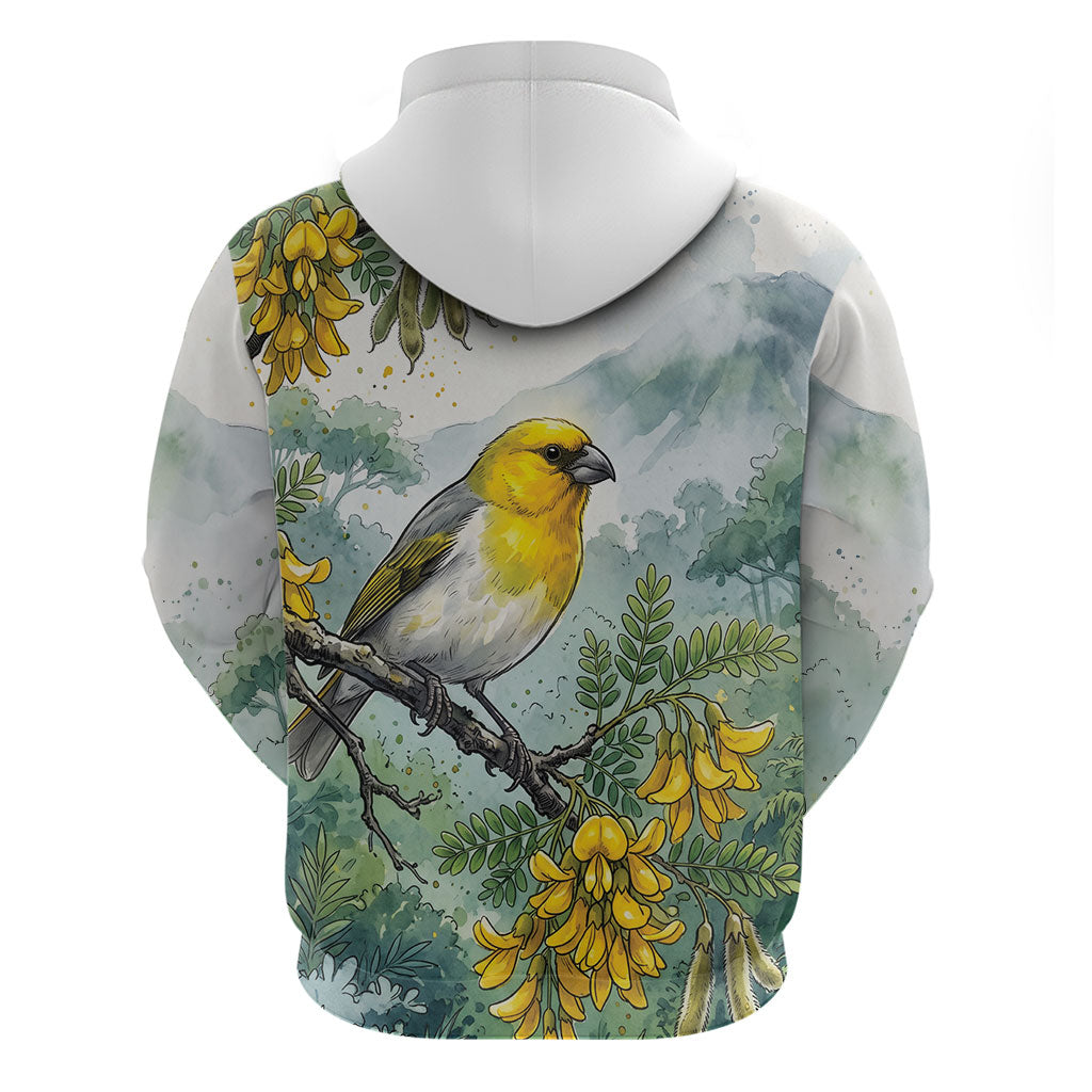 Aloha Hawaii Palila Mamane Watercolor Hoodie LT14 - Polynesian Pride