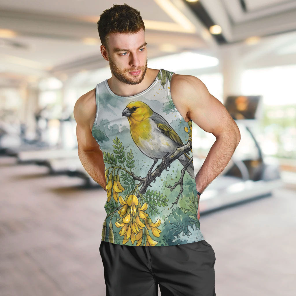 Aloha Hawaii Palila Mamane Watercolor Men Tank Top LT14 Watercolor - Polynesian Pride