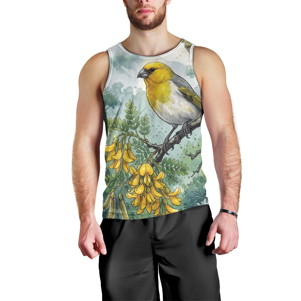 Aloha Hawaii Palila Mamane Watercolor Men Tank Top LT14 - Polynesian Pride
