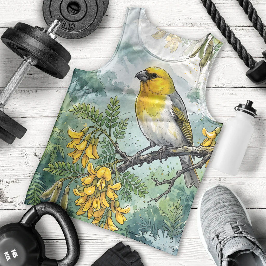 Aloha Hawaii Palila Mamane Watercolor Men Tank Top LT14 - Polynesian Pride
