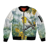Aloha Hawaii Palila Mamane Watercolor Sleeve Zip Bomber Jacket LT14 Unisex Watercolor - Polynesian Pride