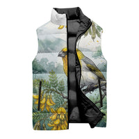 Aloha Hawaii Palila Mamane Watercolor Sleeveless Puffer Jacket LT14 - Polynesian Pride