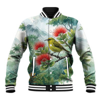 Aloha Hawaii Amakihi Ohia Lehua Watercolor Baseball Jacket LT14 Unisex Watercolor - Polynesian Pride