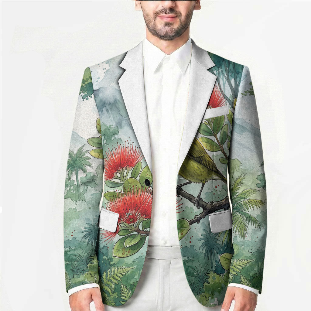 Aloha Hawaii Amakihi Ohia Lehua Watercolor Blazer LT14 - Polynesian Pride