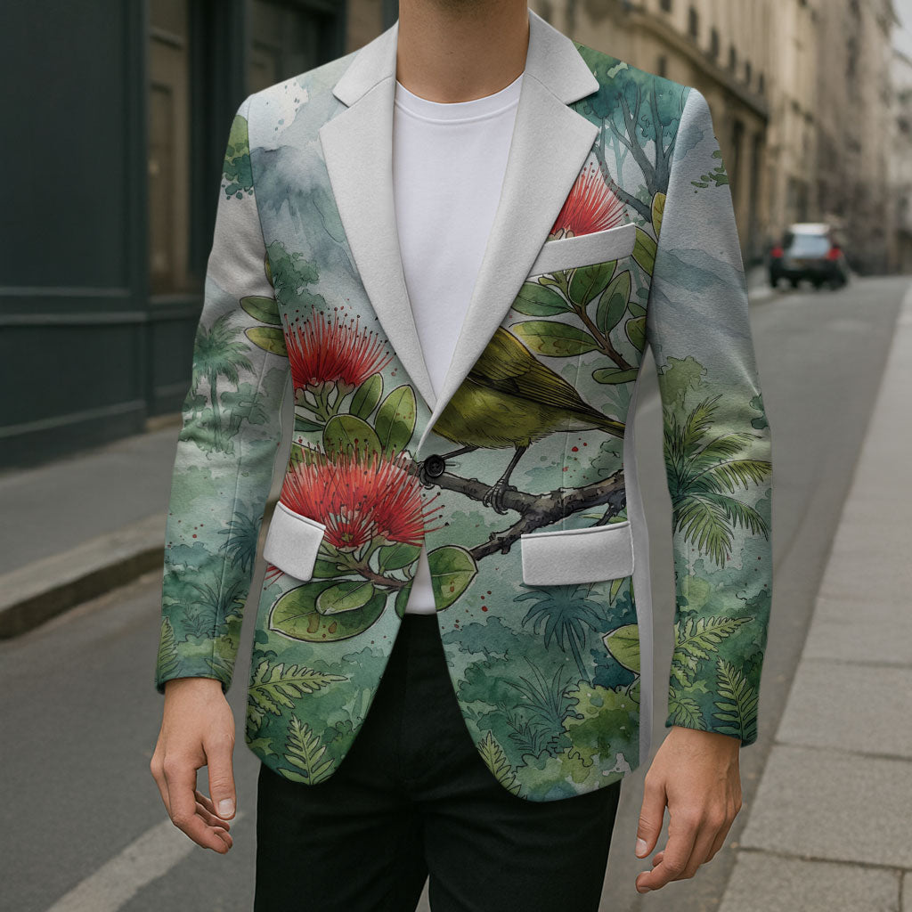 Aloha Hawaii Amakihi Ohia Lehua Watercolor Blazer LT14 - Polynesian Pride
