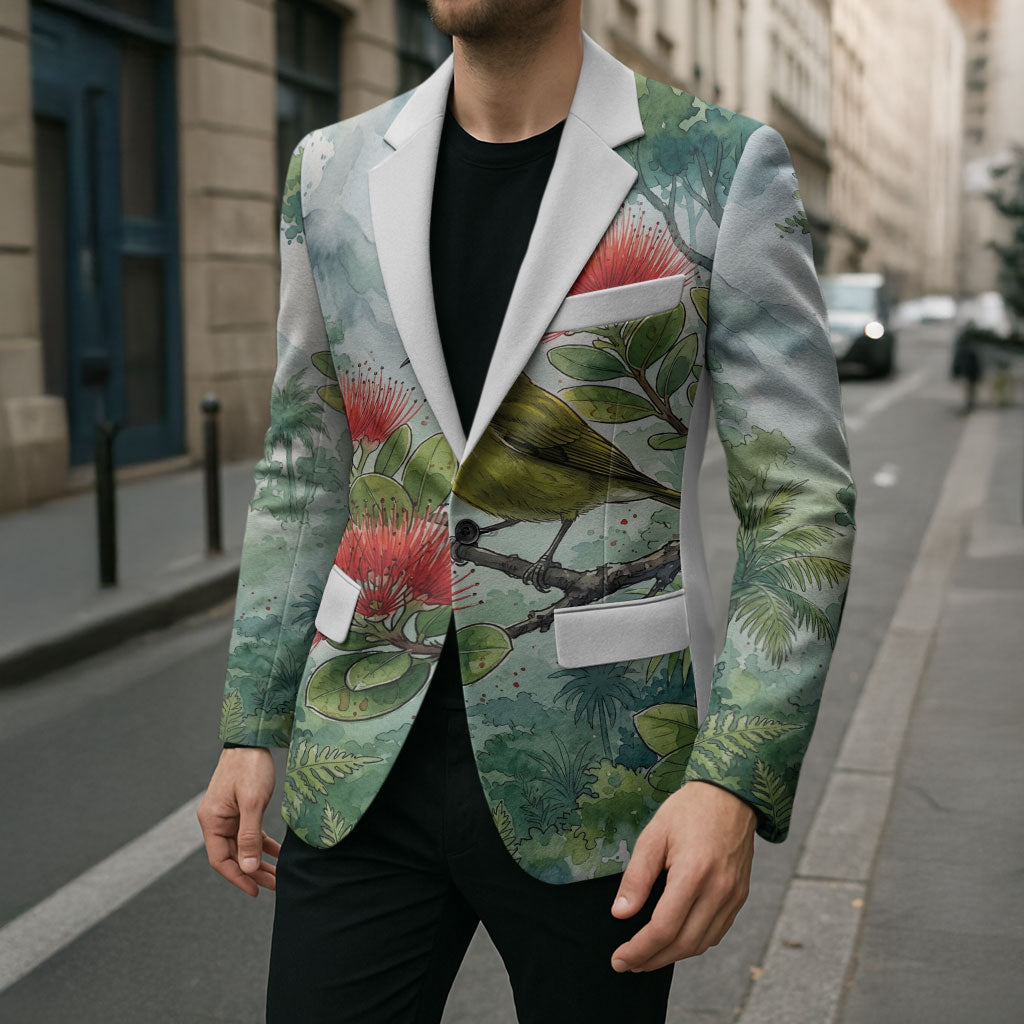Aloha Hawaii Amakihi Ohia Lehua Watercolor Blazer LT14 - Polynesian Pride