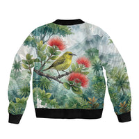 Aloha Hawaii Amakihi Ohia Lehua Watercolor Bomber Jacket LT14 - Polynesian Pride