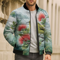 Aloha Hawaii Amakihi Ohia Lehua Watercolor Bomber Puffer Jacket LT14 - Polynesian Pride