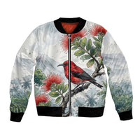 Aloha Hawaii Apapane Ohia Lehua Watercolor Bomber Jacket LT14 Unisex Watercolor - Polynesian Pride