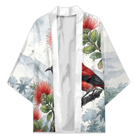 Aloha Hawaii Apapane Ohia Lehua Watercolor Kimono LT14 Unisex Watercolor - Polynesian Pride