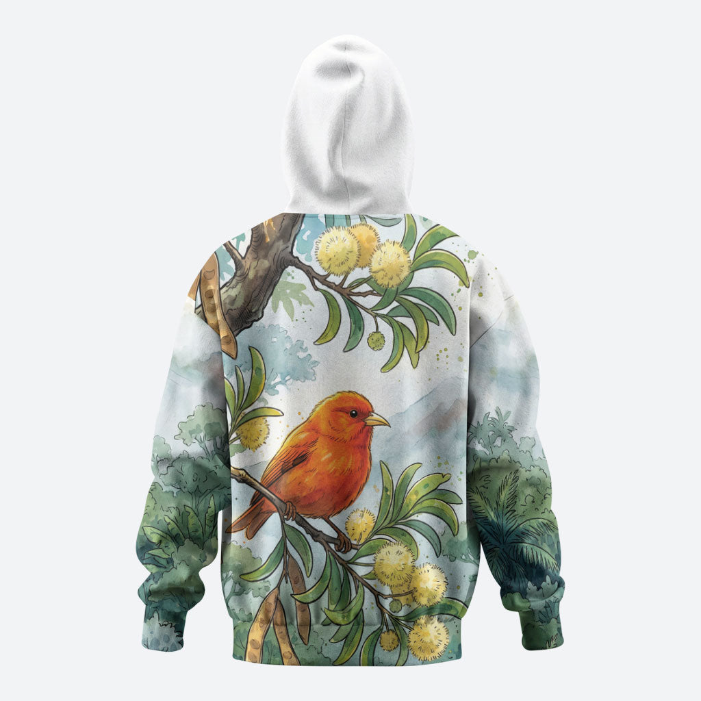 Aloha Hawaii Akepa Koa Tree Watercolor Hoodie LT14 - Polynesian Pride