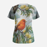 Aloha Hawaii Akepa Koa Tree Watercolor Scrub Top LT14 - Polynesian Pride