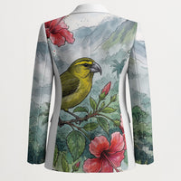 Aloha Hawaii Maui Parrotbill Hibiscus Watercolor Blazer LT14 - Polynesian Pride