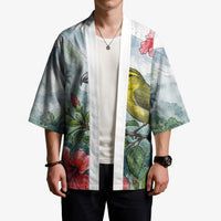 Aloha Hawaii Maui Parrotbill Hibiscus Watercolor Kimono LT14 - Polynesian Pride