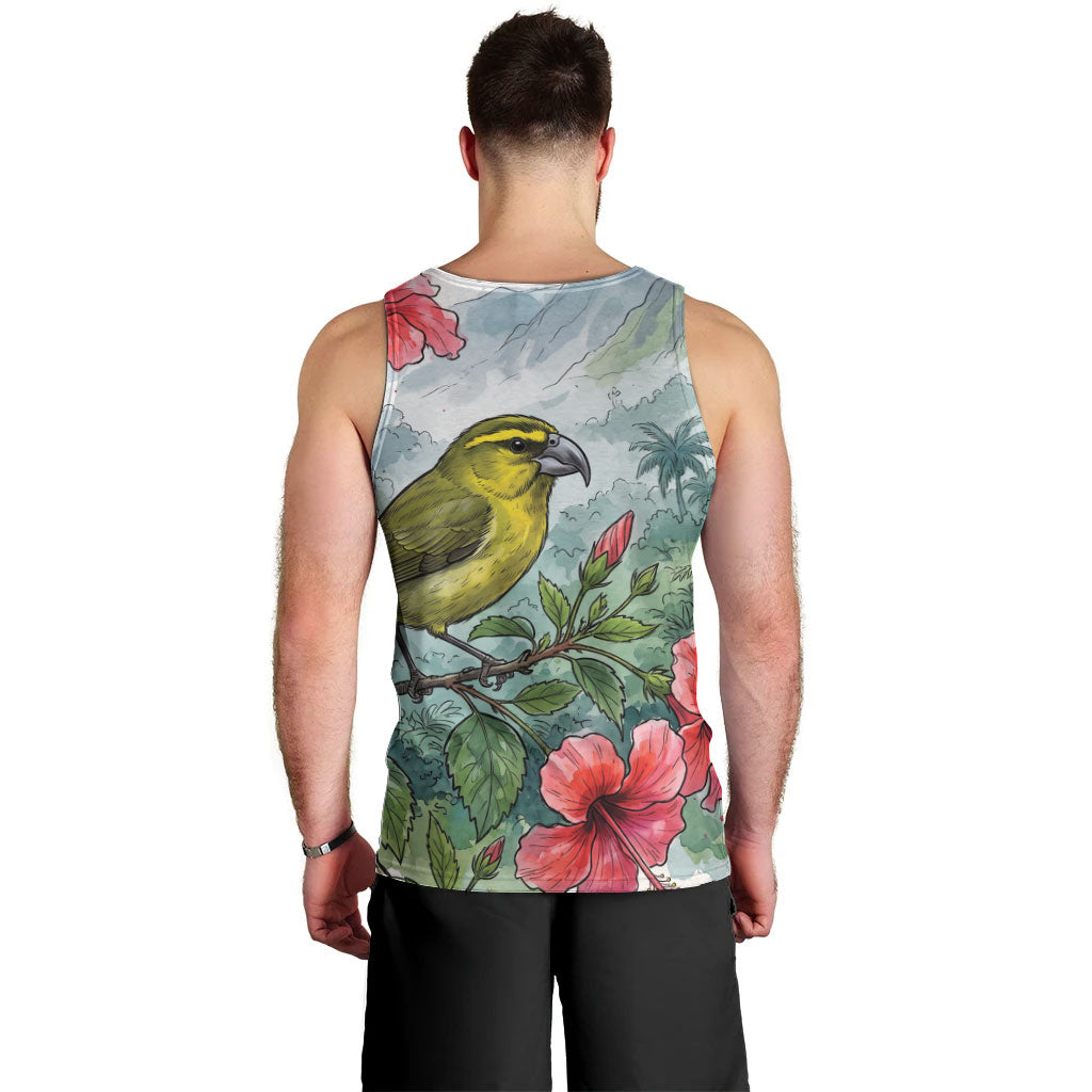 Aloha Hawaii Maui Parrotbill Hibiscus Watercolor Men Tank Top LT14 - Polynesian Pride