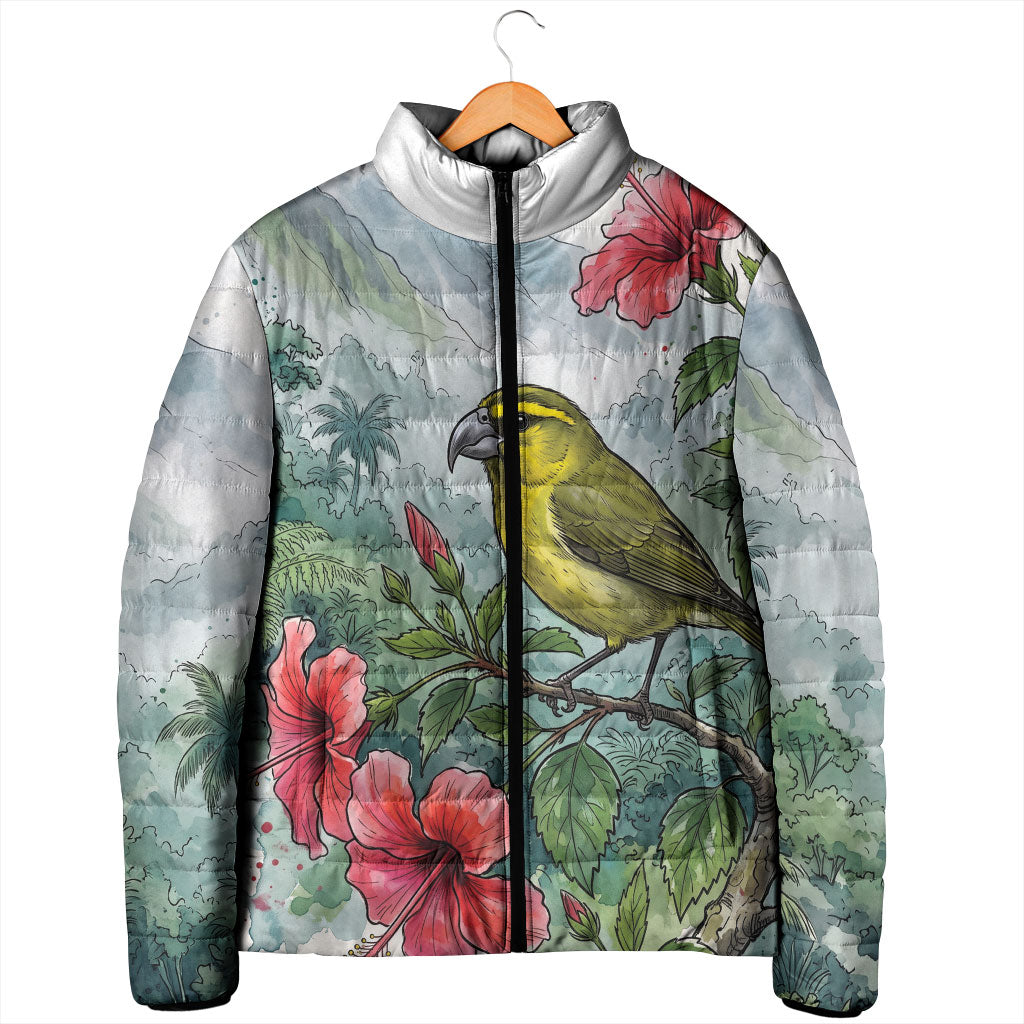 Aloha Hawaii Maui Parrotbill Hibiscus Watercolor Padded Jacket LT14 - Polynesian Pride