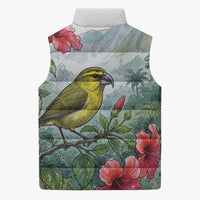 Aloha Hawaii Maui Parrotbill Hibiscus Watercolor Sleeveless Puffer Jacket LT14 - Polynesian Pride