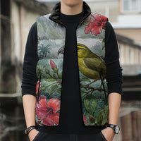 Aloha Hawaii Maui Parrotbill Hibiscus Watercolor Sleeveless Puffer Jacket LT14 - Polynesian Pride
