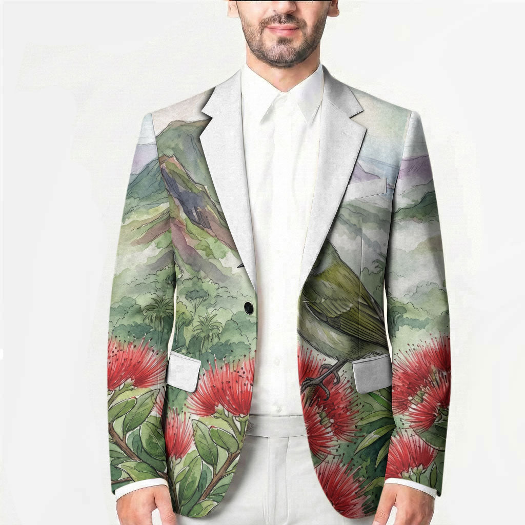 Aloha Hawaii Creeper Ohia Lehua Watercolor Blazer LT14 - Polynesian Pride