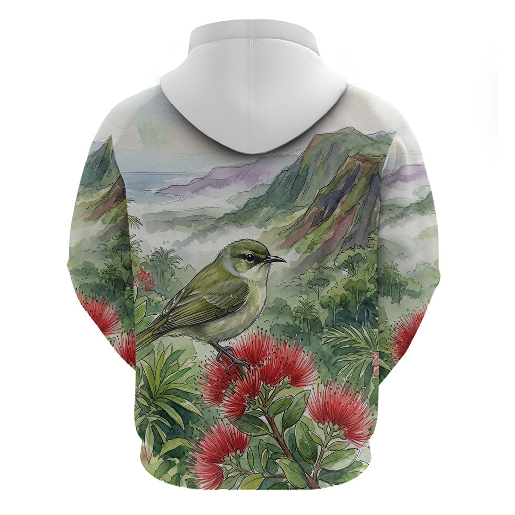 Aloha Hawaii Creeper Ohia Lehua Watercolor Zip Hoodie LT14 - Polynesian Pride