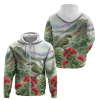 Aloha Hawaii Creeper Ohia Lehua Watercolor Zip Hoodie LT14 - Polynesian Pride