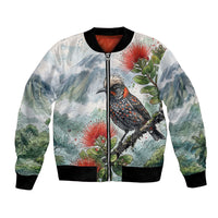 Aloha Hawaii Akohekohe Ohia Lehua Watercolor Bomber Jacket LT14 Unisex Watercolor - Polynesian Pride