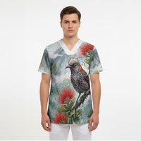 Aloha Hawaii Akohekohe Ohia Lehua Watercolor Scrub Top LT14 - Polynesian Pride
