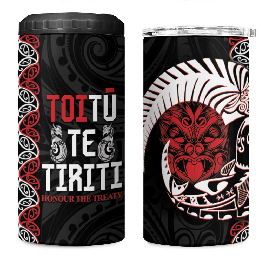 Aotearoa Toitu Te Tiriti 4 in 1 Can Cooler Tumbler Honour The Treaty Maori Haka