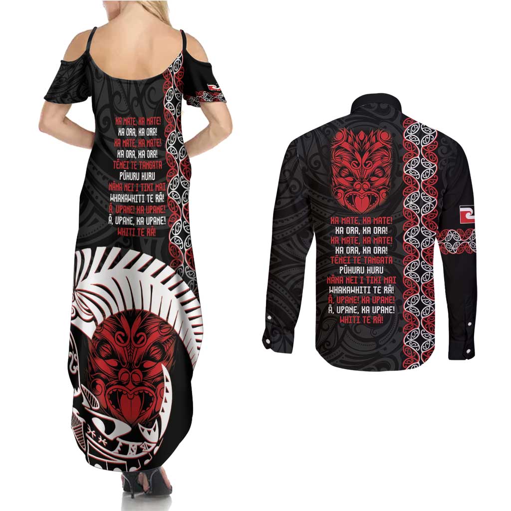 Aotearoa Toitu Te Tiriti Couples Matching Summer Maxi Dress and Long Sleeve Button Shirt Honour The Treaty Maori Haka