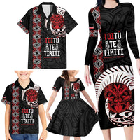 Aotearoa Toitu Te Tiriti Family Matching Long Sleeve Bodycon Dress and Hawaiian Shirt Honour The Treaty Maori Haka LT14 - Polynesian Pride