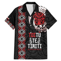 Aotearoa Toitu Te Tiriti Family Matching Mermaid Dress and Hawaiian Shirt Honour The Treaty Maori Haka LT14 Dad's Shirt - Short Sleeve Black - Polynesian Pride