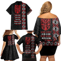 Aotearoa Toitu Te Tiriti Family Matching Off Shoulder Short Dress and Hawaiian Shirt Honour The Treaty Maori Haka