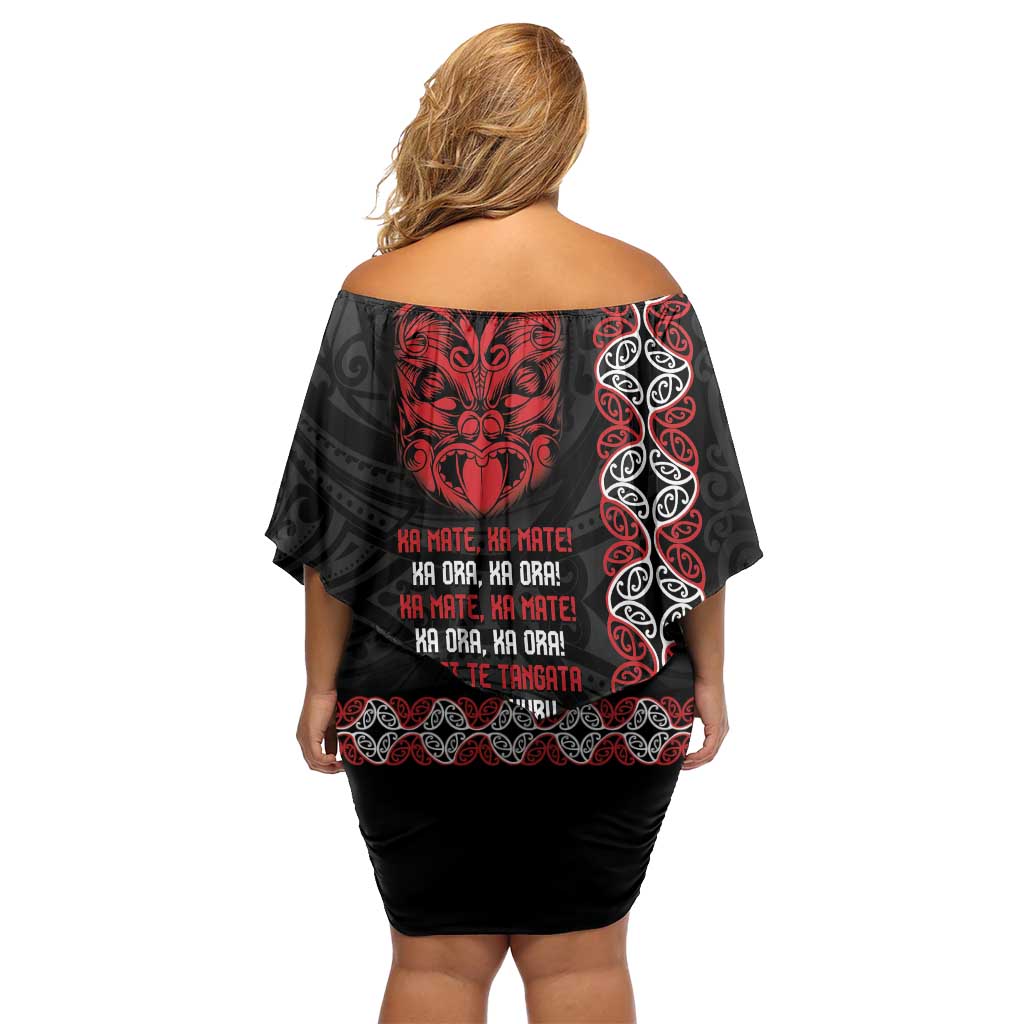 Aotearoa Toitu Te Tiriti Family Matching Off Shoulder Short Dress and Hawaiian Shirt Honour The Treaty Maori Haka