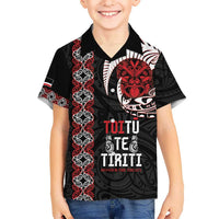 Aotearoa Toitu Te Tiriti Kid Hawaiian Shirt Honour The Treaty Maori Haka LT14 Kid Black - Polynesian Pride
