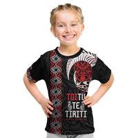 Aotearoa Toitu Te Tiriti Kid T Shirt Honour The Treaty Maori Haka LT14 Black - Polynesian Pride